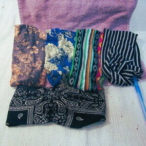 SET OF 5 SOFT CLOTH HEADBANDS, STRETCHY MATERIAL